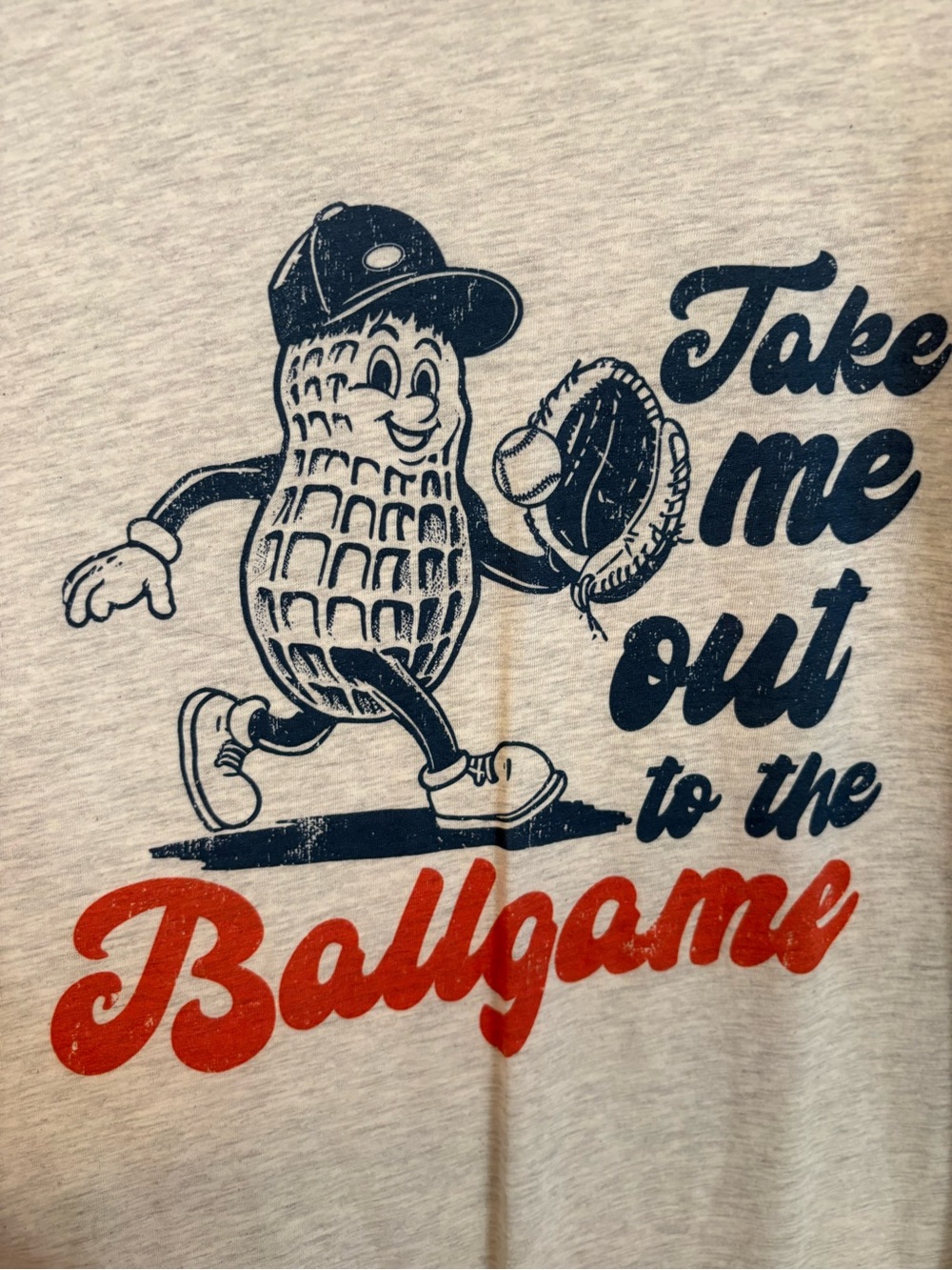 Next Level Apparel 'Take Me Out' Baseball Peanut Graphic Tee - Red & Navy